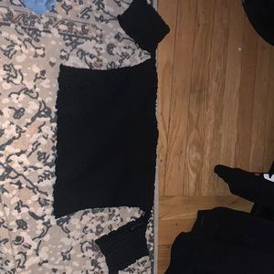 Black crop top off the shoulder
